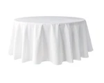 Pomp White 120" Round Premium Polyester Tablecloth - Wrinkle & Stain Resist. Fixed Price $34.49.