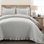 Lush Cor 3PC Full/queen Reyna Ruffle Reversible Oversized Quilt Set Light Gray. Fixed Price $27.99.