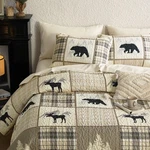 Wake Cloud - Rustic Quilt Set, Cabin Lodge Christmas Bear Moose Deer Woodland. Fixed Price $56.44.