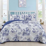 Blue Coastal Beach Quilt Set Queen 3-PIECE Nautical Seahorse Bedspread. Fixed Price $72.84.
