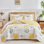 Joyreap 3 Pieces Floral Patchwork Quilt Set Queen, Yellow White Flowers Design. Fixed Price $45.81.
