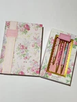 Laura Ashley Shabby Chick Pink Floral Lined Journal& English Garden Pen Set New. Fixed Price $29.98.