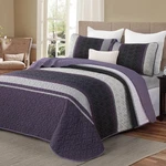 Dinjoy Queen Quilt Purple,striped Bedspread Size, Fall Bedding Sets.... Fixed Price $55.76.
