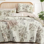 Wongs Bedding Floral Quilt Set King, 3 Piece Brown KING(104" 90"),. Fixed Price $63.24.