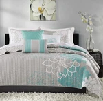 6PCCALIFORNIA King Jane Floral Quilted Coverlet Set Aqua Blue - Madison Park Nwt. Fixed Price $96.55.