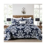 King Size Set, 100% Cotton Navy Blue Quilted Bedspread, Farmhouse Paisl.... Fixed Price $137.55.