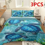 3PCS Sea Turtle Pattern Duvet Cover Set Soft Bedding With 2 Pilowcases Home. Fixed Price $35.99.