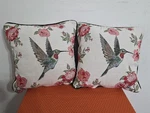 2 Tapestry Throw Pillows Hummingbird Flowers Collections Etc 14"X 5". Fixed Price $24.99.