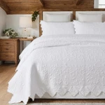 Brandream White Quilt Set Queen King Size Cotton Matelasse Coverlet. Fixed Price $256.88.