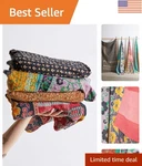 Bohemian Assorted Colors Reversible Kantha Cotton Quilt Luxurious Comfort. Fixed Price $35.99.