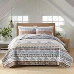 Horimote Home Boho Style Queen Quilt Set Mocha Brown Bohemian Floral Strip. Fixed Price $67.23.