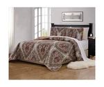 Mk Home 3PC Full/queen Bedspread Quilted Print Floral White Brown G... Fast Ship. Fixed Price $38.99.