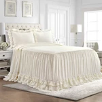 Lush Decor Ella Ruffle Lace Bedspread 3 Piece Set Queen Ivory - Cute. Fixed Price $159.85.