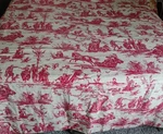 Red Cream Toile Coverlet Queen French "the Pleasures Of Countryside" Custom. Fixed Price $300.00.