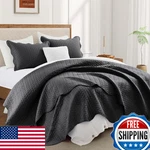Ir Imperial Rooms King Quilt Bedding Set Charcoal 106X96 All Season Microfiber. Fixed Price $51.73.