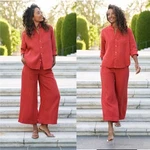 Frank & Eileen Tuscany Getaway Set Sz Xs Summer Red Washed Italian Linen New. Fixed Price $397.00.