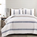 Lush Decor Farmhouse Stripe Reversible Quilt Set, 3 Piece Full/ Queen, Navy. Fixed Price $144.37.