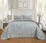 Masterplay 3-PIECE Size Quilt Set Velvet Full, Blue, Grey, Paisley. Fixed Price $52.78.