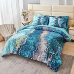 Teal Marble Queen Comforter Set - Luxury Watercolor Quilt & Bedding. Fixed Price $99.99.