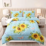 Queen Comforter Set 3PCS Blue Sunflower Floral Quilt Soft Microfiber Bedding. Fixed Price $63.68.