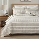 Boho Quilt Set King Size - 100% Cotton Striped Bedding Beige.... Fixed Price $148.60.