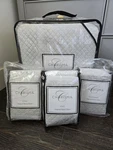 Nib Charisma Grey Diamond Quilted King Coverlet Set With Velvet Boarder. Fixed Price $125.00.