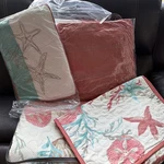 Coastal/starfish Rev Quilt Bedding Cotton W/ 2 Shams , 3 Dec Pillows. Fixed Price $60.00.