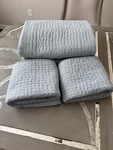 Pottery Barn Pick-stitch Set Handcrafted Cotton/linen King Quilt Chambray. Fixed Price $215.99.