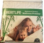 Meritlife Waterproof Bamboo Mattress Protector Cover Size Full 10YR Warranty New. Fixed Price $27.59.