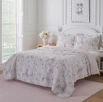 Laura Ashley Breezy Floral Full/queen Cotton Quilt Set Pink/grey. Fixed Price $79.99.