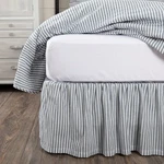 Farmhouse Ticking Stripe Skirt Blue Gathered Bedroom Decor Vhc Brands. Fixed Price $55.95.