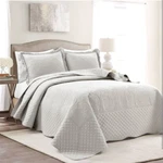 King Grey Medallion Embroidered Scallop Oversized Bedspread Set Lush Decor. Fixed Price $85.99.