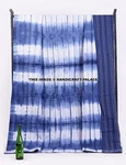 Bohemian Indigo Blue Shibori Kantha Quilt Queen Bed Cover Hand Tie Dye Blanket. Fixed Price $109.99.
