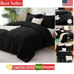 Elegant Black Queen Comforter Set 3 Piece Box-stitched All-season Soft Bedding. Fixed Price $42.99.