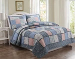Mraz Blue&red Real Patchwork 100%COTTON 3-PIECE Quilt Set, Bedspread, Coverlet. Fixed Price $92.99.