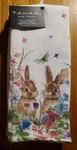 Tahari Home 3-PACK Kitchen Towels Spring Easter Bunny Rabbits & Flowers 18X28. Fixed Price $18.97.
