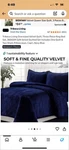 Tribeca Living Capri Velvet Quilted 3PC King Set Navy Blue 260 Gsm. Fixed Price $45.00.