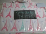 Cynthia Rowley Polyester Twin Sheet Set Paris Eiffel Tower Hearts Pink, Aqua. Fixed Price $35.98.