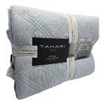 Tahari Cotton Slub Full Queen Quilt Blue Textured Lightweight Bedding. Fixed Price $89.99.