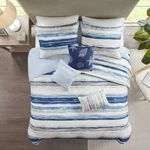 Seaside Queen Quilt Set Coastal Nautical Tropical Beachy Blue Ocean Striped 6PC. Fixed Price $117.95.