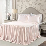 Queen 3PC Ticking Stripe Bedspread Set Blush - Cor. Fixed Price $35.99.