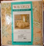 Waverly Cape Coral-coral 3 Piece Twin Quilt Set Nip, 1ST Quality, Retail $175.00. Fixed Price $119.00.