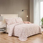 Jacquard Embroidered Stitching Soft Bedding Summer Solid Quilt Set, Pink Floral. Fixed Price $96.99.
