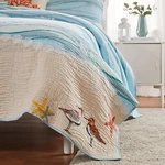 Ocean Blue 3P King ** Quilt Set : Cotton Beach House Seaside Coral Shell Maui. Fixed Price $134.45.