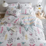 Floral Bird Print Pattern Girls Duvet Cover White Twin, Kawaii. Fixed Price $70.99.