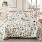 Floral Quilts Queen Size, White Bedding Set With Chic Vintage Botani. Fixed Price $47.99.