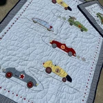 Pottery Barn Kids Quilt Cars Race Track Design With Pillow 35 X 48 Inches. Fixed Price $65.00.