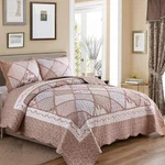 Vivilinen Queen Size Quilt Set 3-PIECE Light Pink Floral Patchwork Reversible.... Fixed Price $48.99.