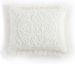 Beatrice Home Fashions Medallion Chenille Bedspread, Standard Sham, Ivory. Fixed Price $18.00.