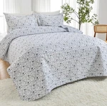 3 Pcs Reversible King Quilt Set, Ink Wash Butterfly Floral Microfiber Bedspread. Fixed Price $34.99.